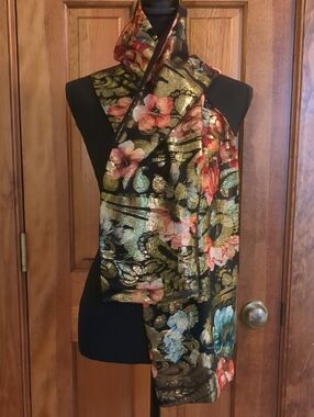 Alicia Mugetti Hand Painted Metallic Scarf